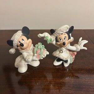 Disney Mickey and Minnie Holiday Figurines Lenox- White and Green